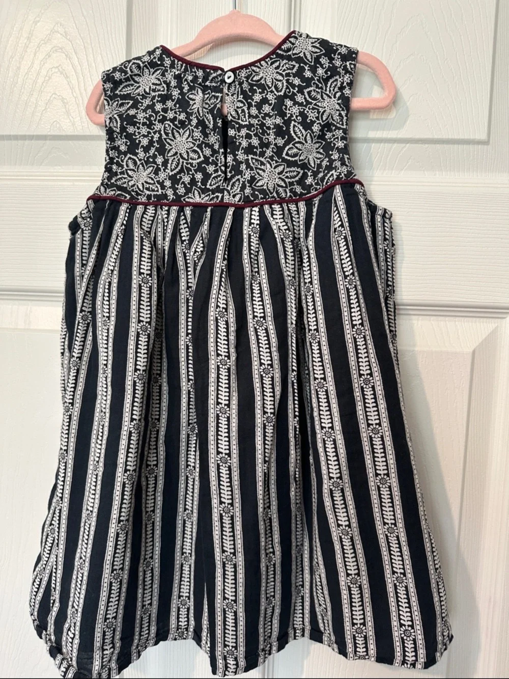 NICOLI Black & White Embroidered Striped Girls' Dress - Picture 3 of 3